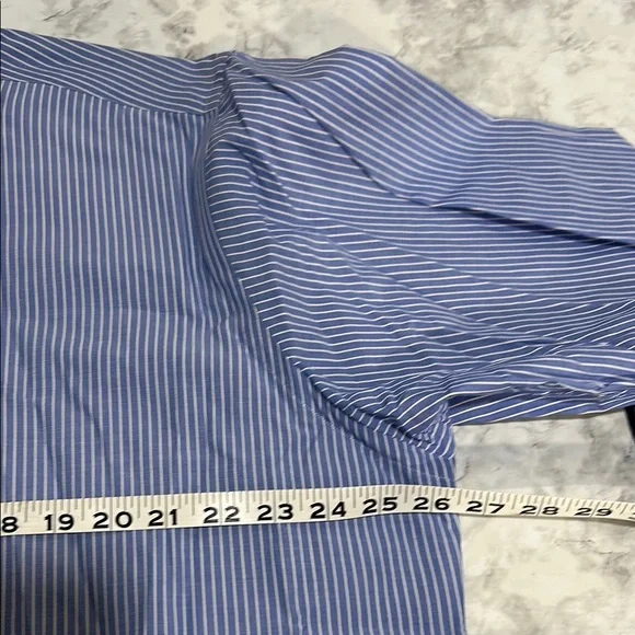 RALPH LAUREN MENS BLUE PINSTRIPE BUTTON DOWN SHIRT YARMOUTH Sz 16 1/2 - Picture 9 of 11